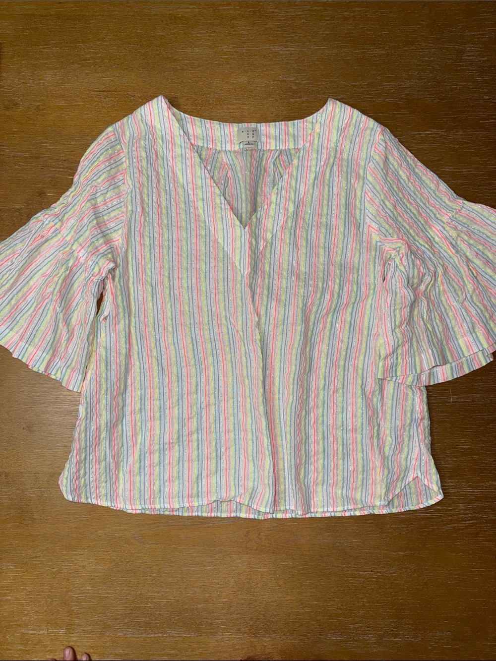 a new day Pastel Multicolor Striped V-Neck Blouse